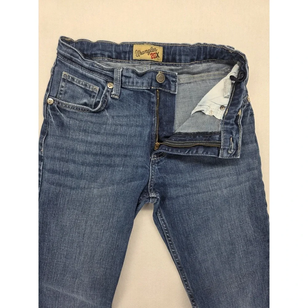 Wrangler 20X Boys Jeans Size 16 Regular Adjustable Waist Blue Straight 112338560